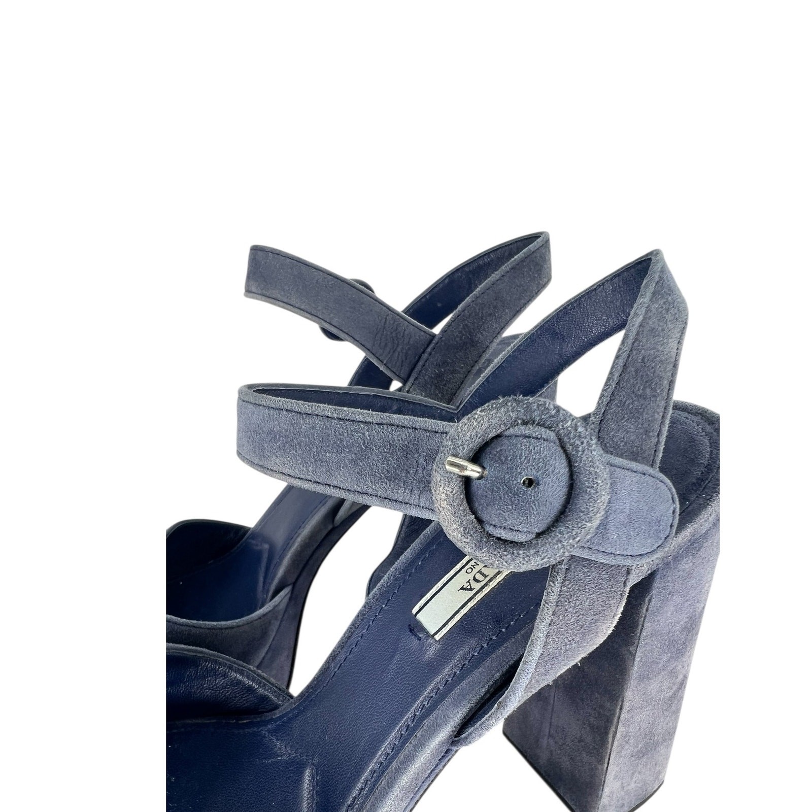 Prada Suede Crisscross Platform Sandals in Blue Size 40.5 thumbnail 8