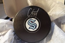 Carson Soucy Signed Autographed Seattle Kraken Hockey Puck Fanatics Cert
