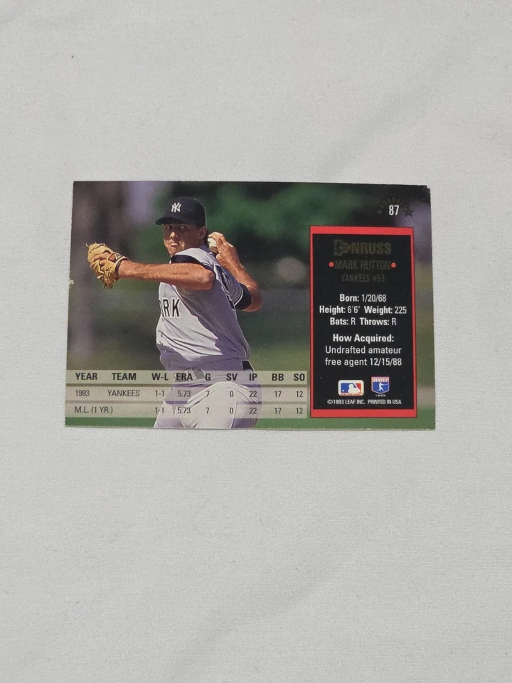 Mark Hutton 1994 #87 Donruss - Image 2 of 3