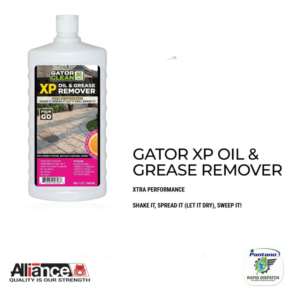 2PK Gator XP Oil & Grease Remover for Pavers & Stone | 2 Quarts