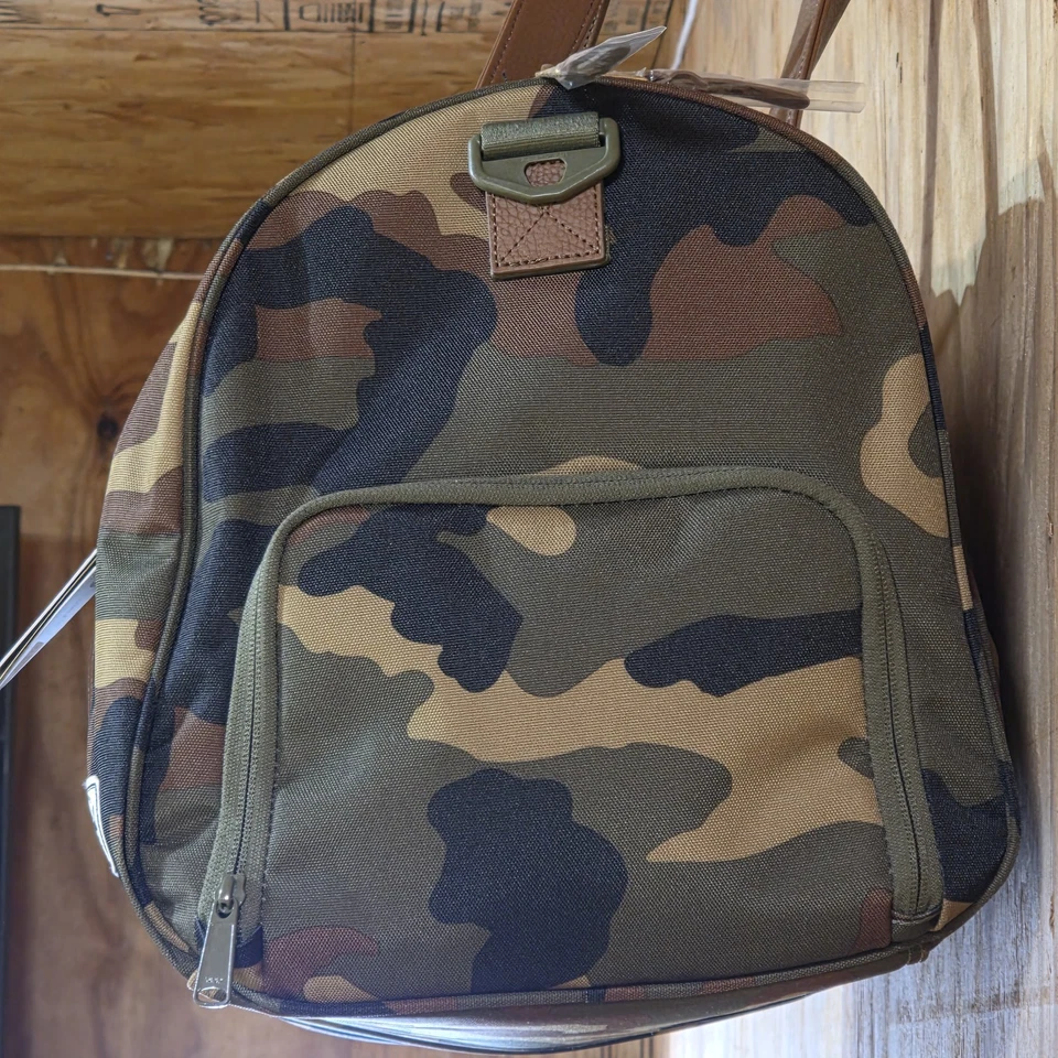 Herschel Novel Duffle Woodland Camo FAUX Leather and Shoulder Strap - DAD DENIM - Image 3 of 4