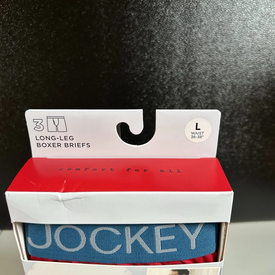 Jockey Boxer Briefs 3 Pack Mens Large 36-38" Blue Breathable Stretch NEW - Image 2 of 4