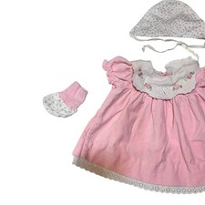 6-9 Month Baby Girl Vintage 3 Piece Rose Dress 100 Cotton Floral 1980  s