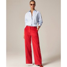 NWT J. Crew 8 Wide-leg Trouser Satin Stripe Washed Velvet Radiant Ruby Red