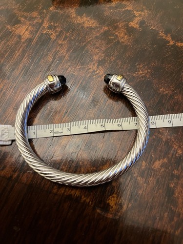 David Yurman Bracelet Sterling Silver With Black Onyx 8mm Cable. 7 Cm Wide - Picture 6 of 13