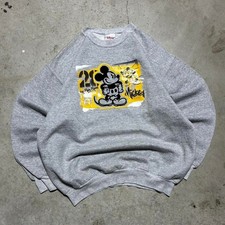 Vintage Grunge Disney Mickey Mouse Grey Crewneck Sweater Size Medium