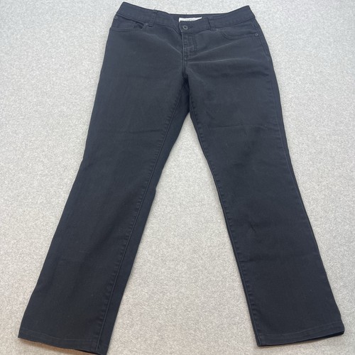 Chicos Platinum Denim Jeans Womens Size 1 Reg Black - Picture 1 of 14