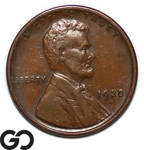1922-D Lincoln Cent Wheat Penny, Choice XF Tougher Date