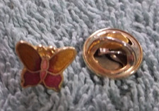 Vintage Small Goldtone & Enamel Butterfly Lapel Pin