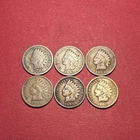 Lot Of (6) Indian Head Cents/Pennies G-VG (1892, 1897, 1902, 1906, 1907, 1908)