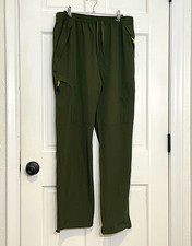 Women s Large Olive Green Stretch Hiking Cargo Pants Zip Pockets Drawstring Hem