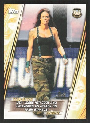 2019 Topps WWE Women's Division Team Bestie Tribute Lita Attacks Trish #TB-16