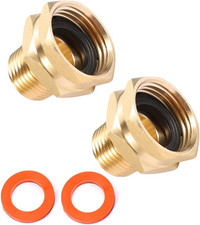 Brass Garden Hose Adapter, 3/4' GHT Female X 1/2' NPT Male Connector, 2Pcs