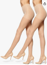 No Nonsense womens Control Top Pantyhose With Sheer Toe SIZE B NUDE 2 PAIR