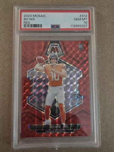 2024 Mosaic Red Prizm Bo Nix Rookie PSA 10 Denver Broncos