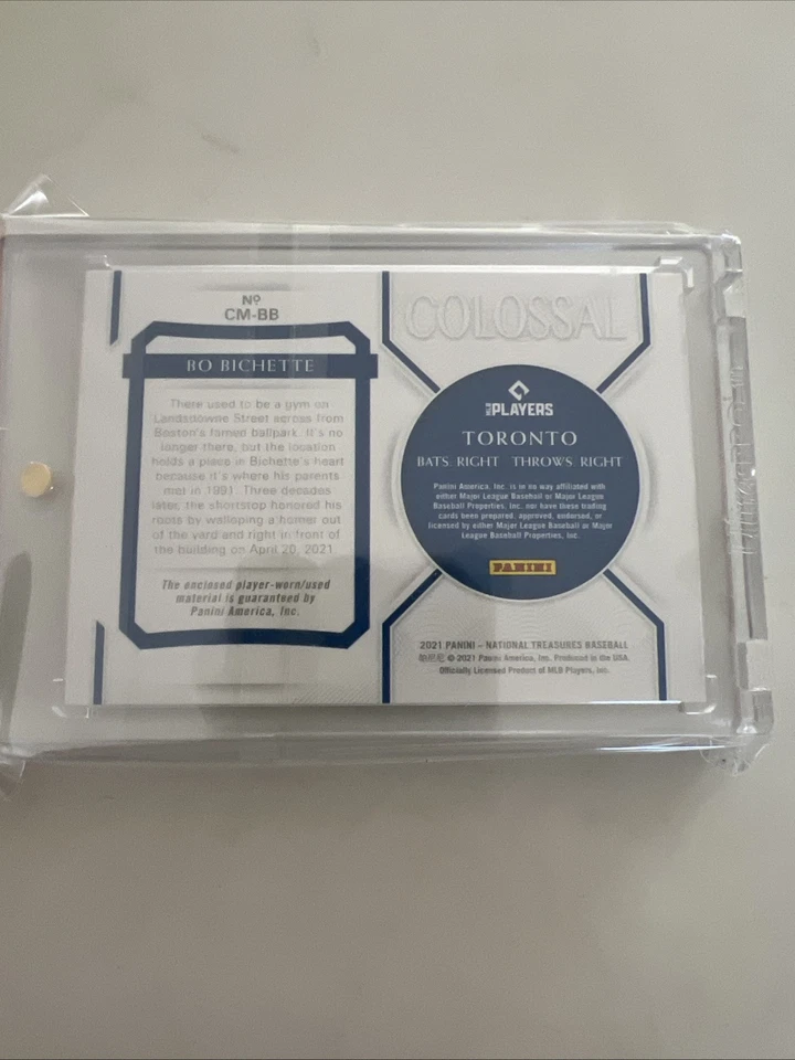 2021 Panini National Treasures - Colossal Materials #CM-BB Bo Bichette /99 (MEM) - Image 2 of 2