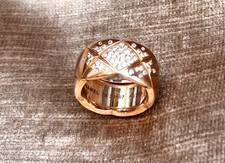 Chanel Beige / Rose Gold Diamond Coco Crush Ring Size 50 J11100