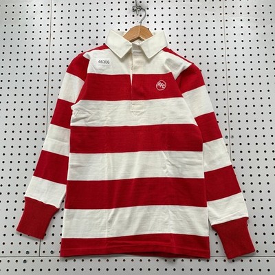 Vintage Vantage Rugby Polo Shirt Men Small Red White Stripe HFC Wheres Waldo USA
