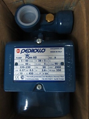 1PC  Pedrollo PQM 60 220V 50HZ 0.5HP 0.37KW Electric Peripheral OIL Pump #fv