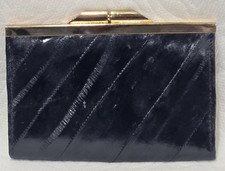 NEW 1970s SUNCO KOREA Eel Skin Leather Gold Tone Kiss Lock Coin Purse