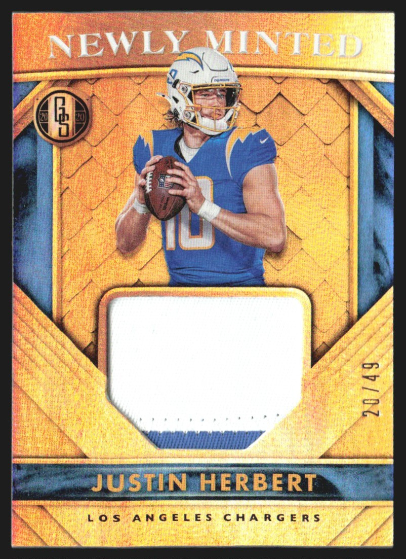 Justin Herbert Panini Gold Standard Newly Minted #NM30 Memorabilia Prime