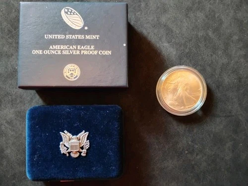 1986-S American Silver Eagle Proof 1 oz .999 Silver Dollar w/box