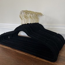 Black Velvet Hangers with Golden Hooks 30 Pack - Ultra Thin Space Saving