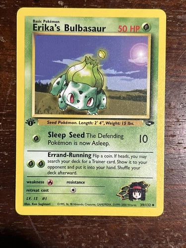 2000 Pokémon Gym Challenge Erika’s Bulbasaur 1st Edition 39/132 Free Shipping