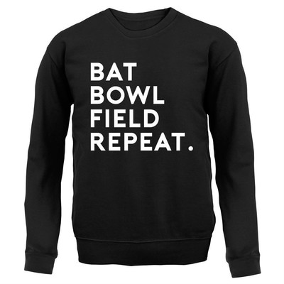 Bat Bowl Field Repeat - Adult Hoodie / Sweater - Cricket Player Field Equipment