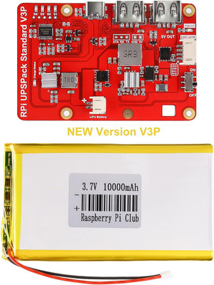 Raspberry Pi 4 Battery Pack UPS, V3Plus Expansion Board with 10000Mah Battery, T