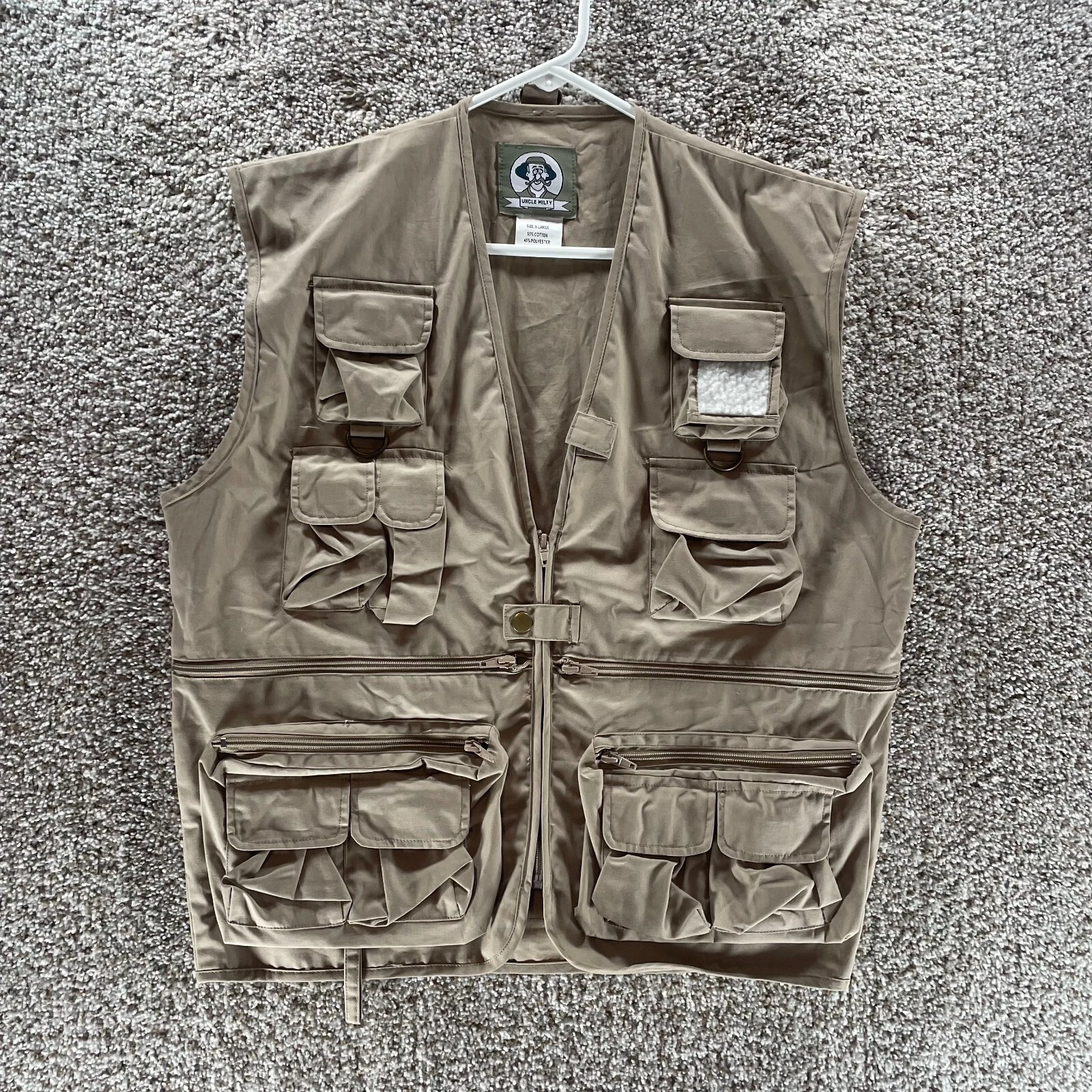 Uncle Milty Vest Mens Extra Large Tan Pockets Fly Fishing Hunting Outdoors Adult
