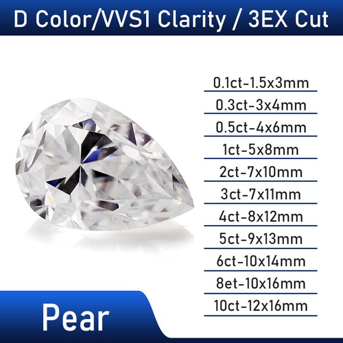 GRA Loose Moissanite Stones D Color VVS1 Round Oval Emerald Pear Cushion Cut - Picture 27 of 28