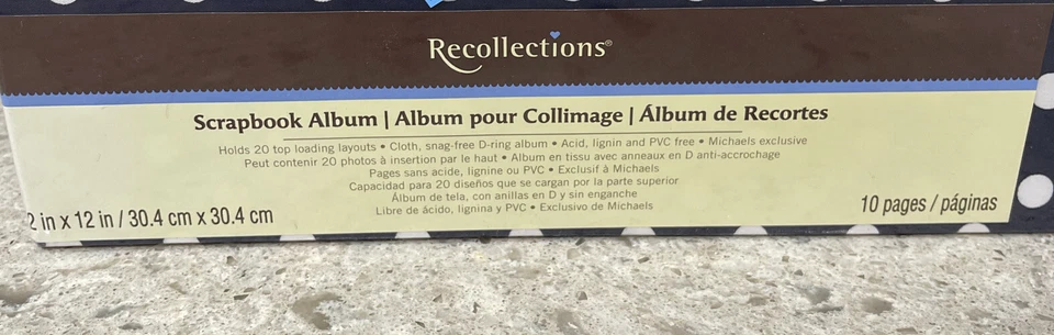 Álbum de recortes de memoria de lunares azul oscuro/negro Recollections 12x12” 10 páginas Foto 3 de 4