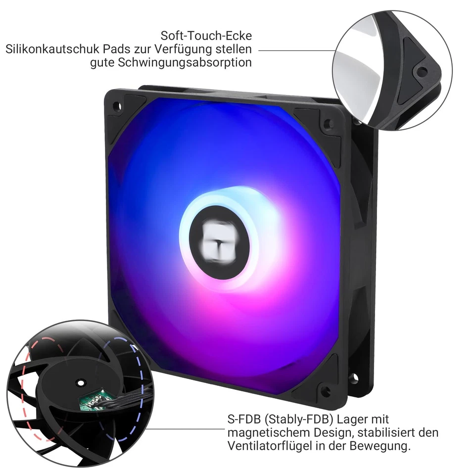 TL-C12C-S X5 CPU-Lüfter schwarzer Lüfter PC-Lüfter mit 1550 U/min Drehzahl 12... - Bild 3 von 4