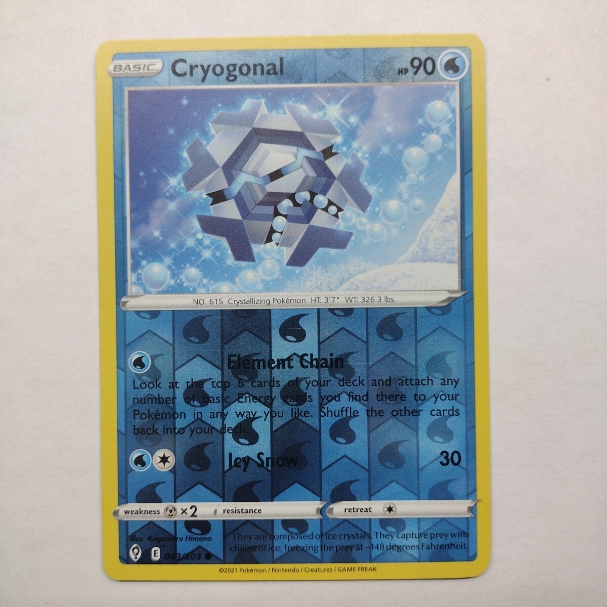 Cryogonal 43/203 Evolving Skies Reverse Holo Pokemon - Same Day Shipping!