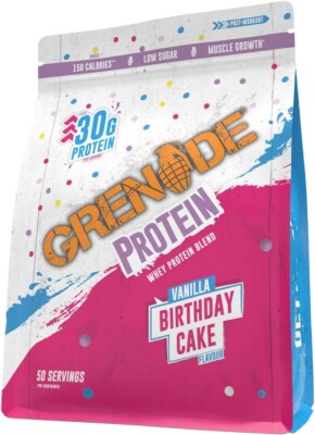 Grenade Whey Protein Blend Vanilla Birthday Cake 2kg / 50 serv 09/25 + Samples