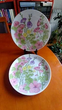 Ernestine Salerno Italy Painted Amaryllis Ceramic Set(s) of 2 Dinner Plates 871