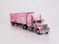 TG FINE 1:64 Pink 43 Peterbilt King Hauler Trailer Truck Model Diecast Metal Car
