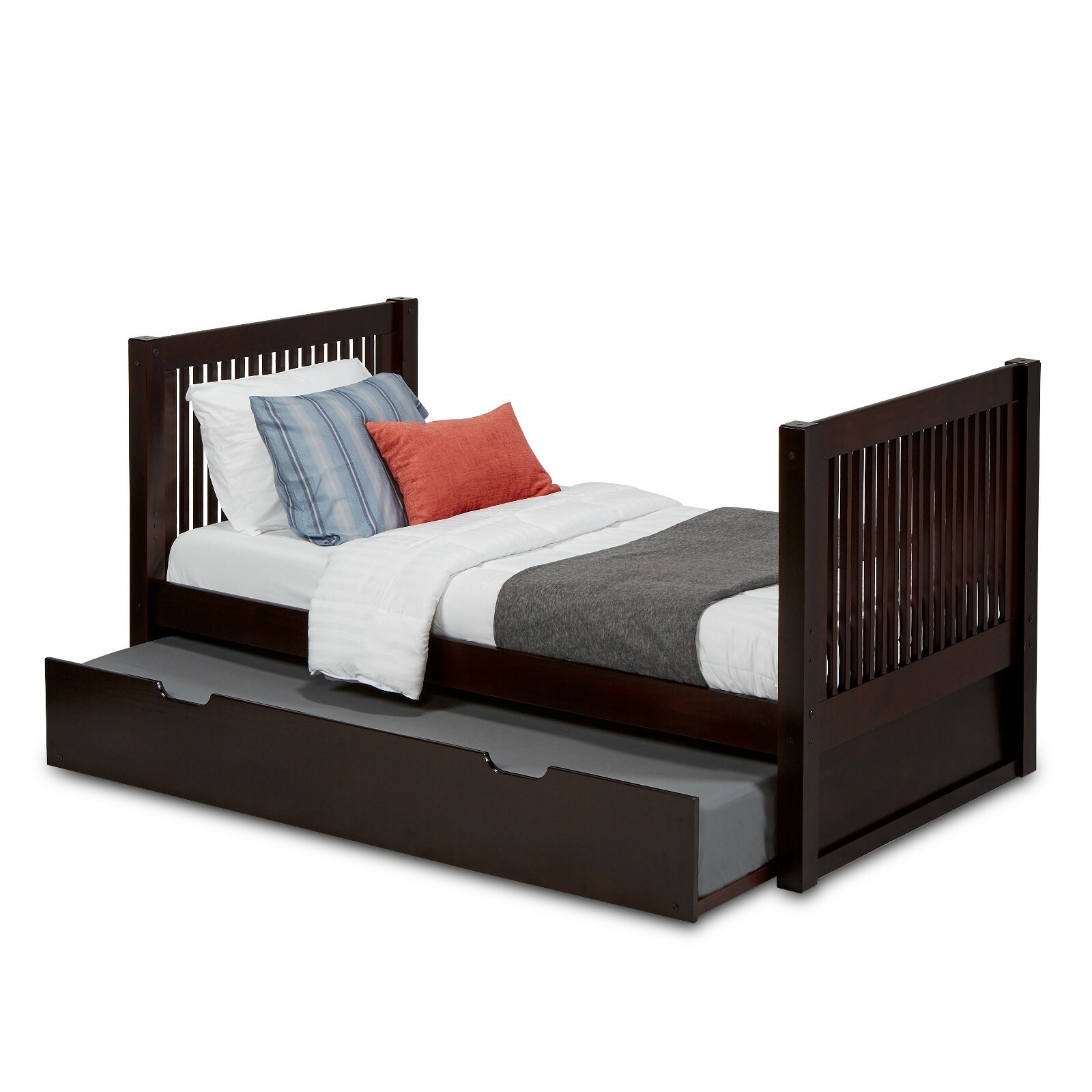Solid Wood Platform Bed+Trundle, Mission Style-Factory Direct-Mult. Color Option