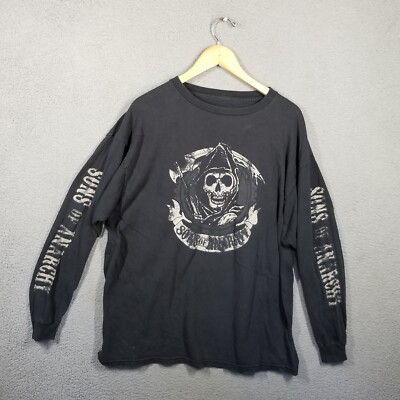 Sons Of Anarchy Long Sleeve Shirt Cyber Goth Mens Large Black Faded 21X31