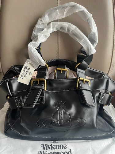 Vivienne Westwood Accord Handbag Tote Bag Black Shaped Shoulder Leather