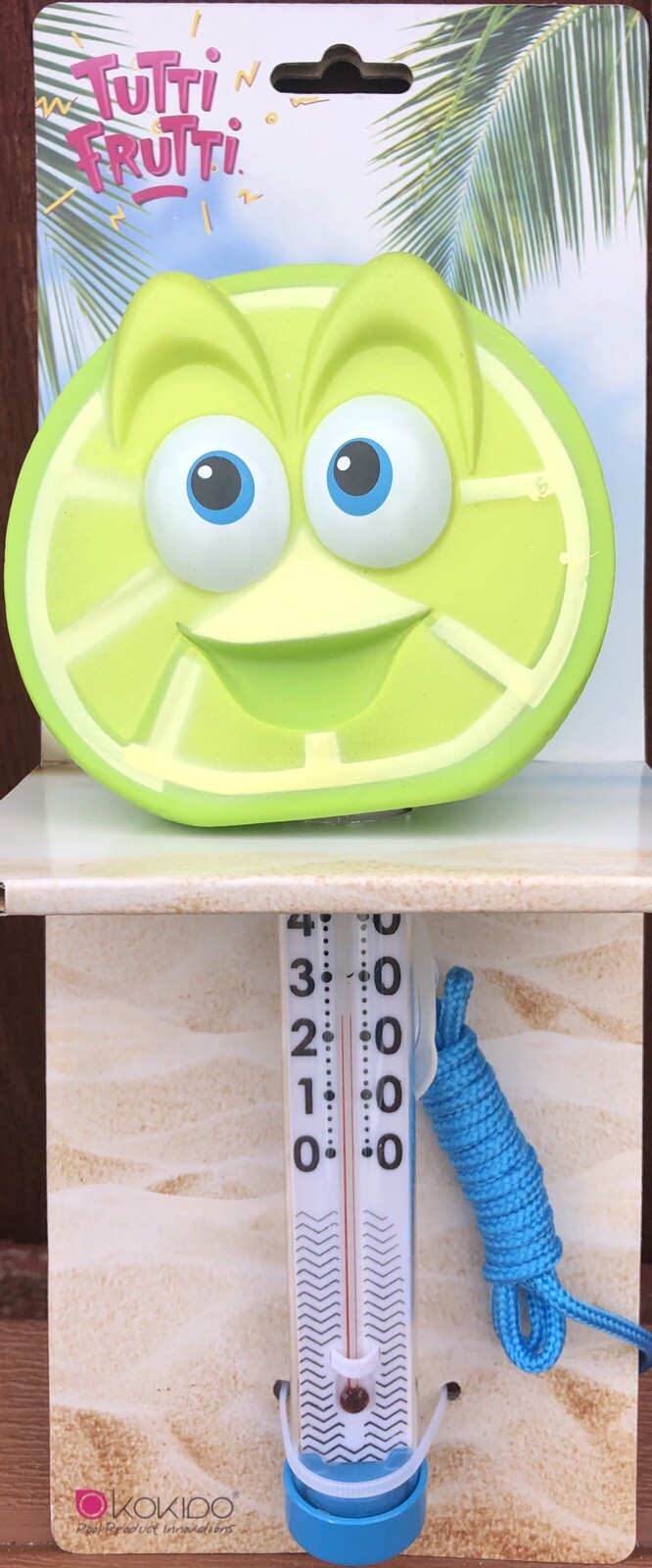 TUTTI FRUTTI LARGE FUN HEAD SWIMMING POOL THERMOMETER 0-40c SCALE - GREEN