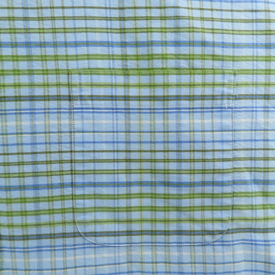 Camisa Lands End Hombre 2XL 18.5 Azul Verde Manga Larga Abotonada Foto 2 de 4