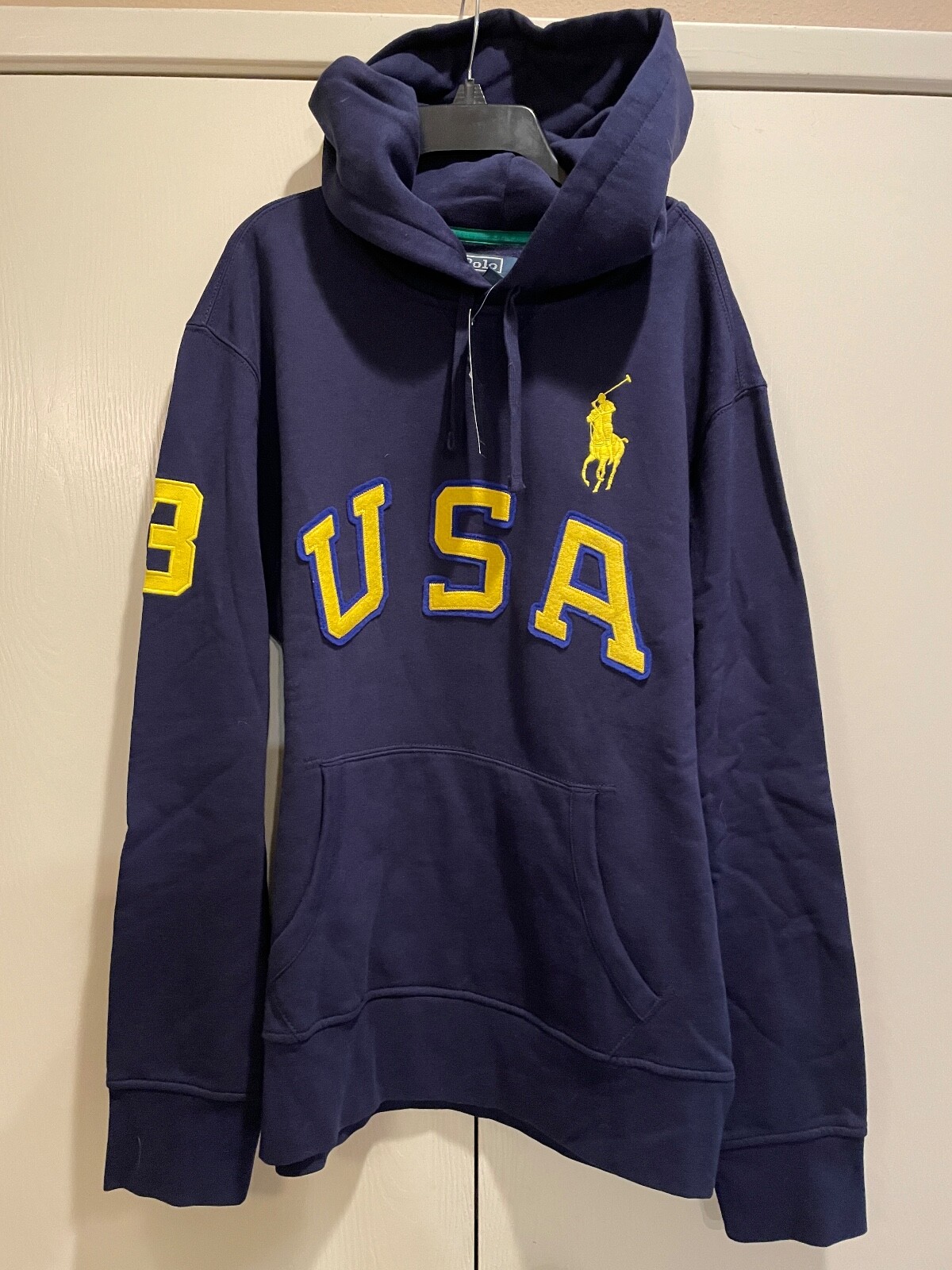 FELPA CON CAPPUCCIO FELPA CON CAPPUCCIO RALPH LAUREN BLU USA #3 BIG PONY LARGE L nuova con etichette