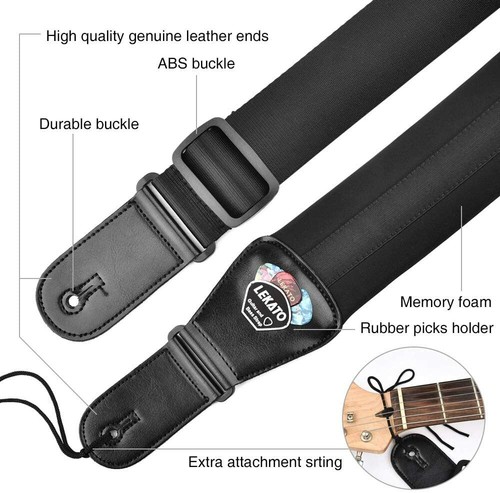 LEKATO Bass Electric Guitar Strap 3 inches Wide Holder Belt Adjustable 50" - 61" - Picture 8 of 9