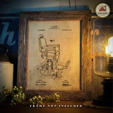 Vintage Barber Shop Chair Patent Art Print Hair Salon Wall Decor Stylist Gift