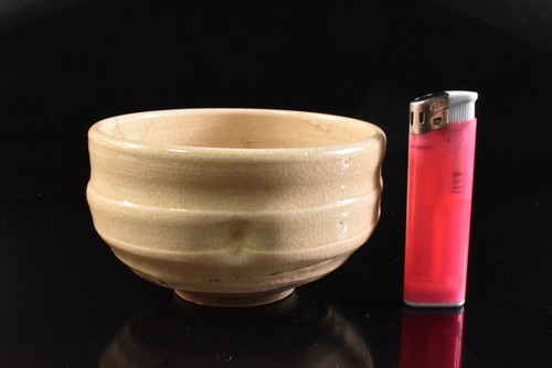 U4129: Japanese Old Seto-ware White glaze TEA BOWL Green tea tool, auto w/box - Picture 9 of 11