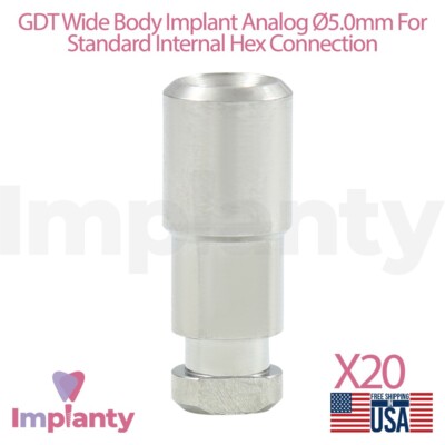 20x GDT Dental Analog 5,0 mm Breite Plattform für Standard Int Hex 2,42 mm Zahnmedizin