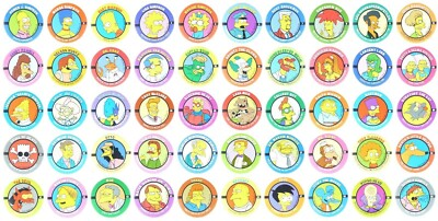 #ad Complete Set of The Simpsons From 1994 SkyCaps SkyBox Bongo Comics Group 50 Pogs $50.00