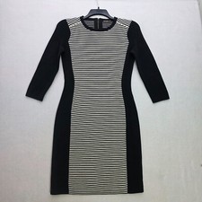 J. McLaughlin Knit Black White Midi Sweater Dress Womens Small Preppy Career